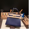 Hermes Kelly 25cm evercolor M3/Blue Encre& Framboise Gold Hardware Full Handmade 014