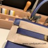 Hermes Kelly 25cm evercolor M3/Blue Encre& Framboise Gold Hardware Full Handmade 014
