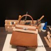 Hermes Kelly 25cm Barenia 34 /Fauve Silver Hardware Full Handmade 015
