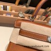 Hermes Kelly 25cm Barenia 34 /Fauve Silver Hardware Full Handmade 015