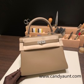 Hermes Kelly 25cm Jonathan 37/Gold Silver Hardware Full Handmade 017