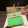 Hermes Kelly 25cm togo 6R/ Kiwi Silver Hardware Full Handmade 034
