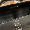 Hermes Kelly 25cm sellier box 89 /Black (Noir) Gold Hardware Full Handmade 043