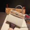 Hermes Kelly 25cm sellier Epsom I2 /Nata Silver Hardware Full Handmade 075
