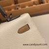 Hermes Kelly 25cm sellier Epsom I2 /Nata Silver Hardware Full Handmade 075