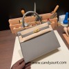Hermes Kelly 25cm sellier  Epsom 8F /Etain Gold Hardware  Full Handmade 084
