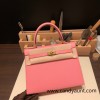 Hermes Kelly 25cm sellier Epsom Gold Hardware Full Handmade 092