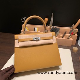 Hermes Kelly 25cm sellier Epsom 2S /Sesame Silver Hardware Full Handmade 108