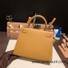 Hermes Kelly 25cm sellier Epsom 2S /Sesame Silver Hardware Full Handmade 108