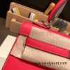 Hermes Kelly 25cm sellier Epsom S3/Rouge Cœur & I6 /Rose Extreme & B3 /Blue Zanzibar  112