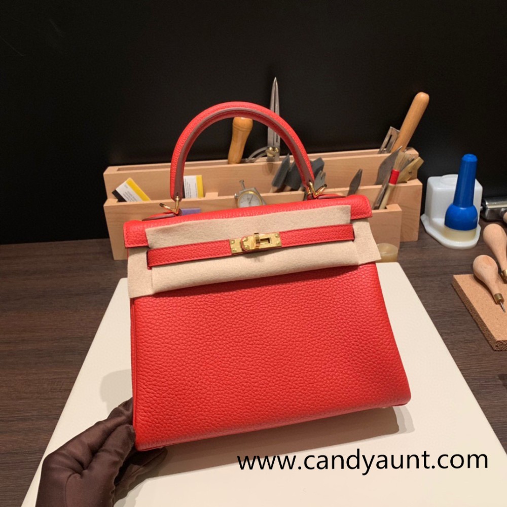 25cm Kelly  25 Togokelly 25cm togo  S3/Rouge Cœur  Gold Hardware Full Handmade