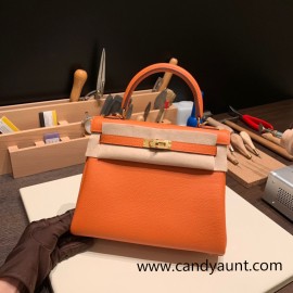 25cm Togo kelly 25cm togo  93 /Orange Gold Hardware Full Handmade