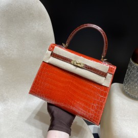 25cm （Nilo） 8V/Orange Poppy   & 33/miel  Gold Hardware Full Handmade
