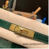Hermes Kelly 28CM Crocodile Niloticus W0 /Vert Bosphore GoldHardware    FullHandmade 011