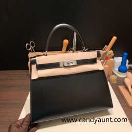 Hermes Kelly 28CM box 89 /Black (Noir) SilverHardware  FullHandmade 013