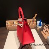 Hermes Kelly 28CM Epsom S3/Rouge Cœur SilverHardware  FullHandmade 031