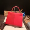 Hermes Kelly 28CM Epsom S3/Rouge Cœur SilverHardware  FullHandmade 031