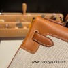 Hermes Kelly 32cm Barenia &canvas 34 /Fauve Gold Hardware  Full Handmade