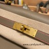 Hermes Kelly 32cm togo Gold Hardware 18 /Étoupe Grey & 8W /Rose Azalee Full Handmade
