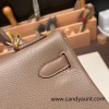 Hermes Kelly 32cm togo Gold Hardware 18 /Étoupe Grey & 8W /Rose Azalee Full Handmade