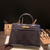 Hermes Kelly 32cm Crocodile Niloticus 88/ Graphite Gold Hardware Full Handmade