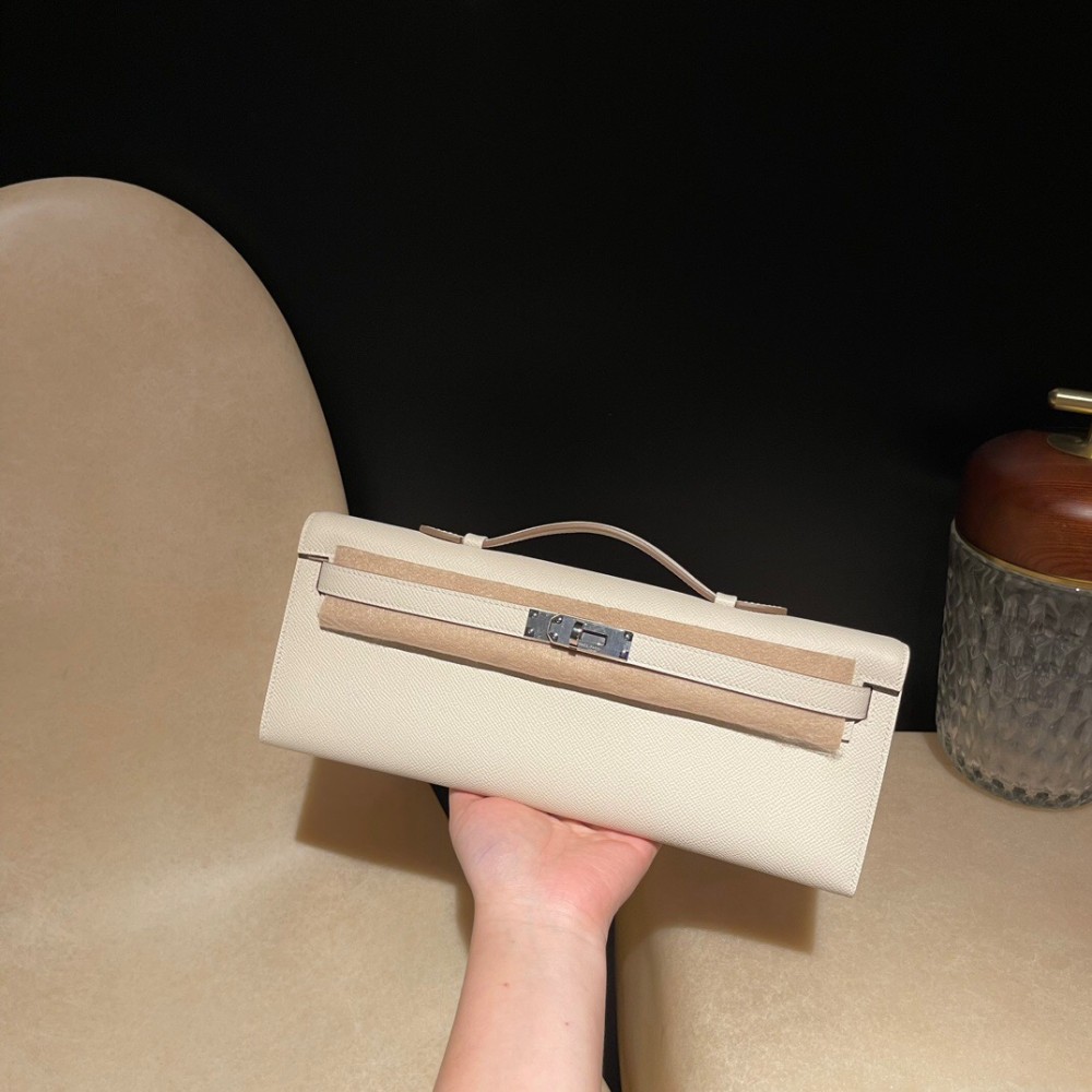 Epsom 10/Craie   kellycut-003 Full Handmade  HERMES  Kelly Cut 