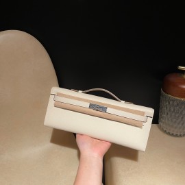 Epsom 10/Craie   kellycut-003 Full Handmade  HERMES  Kelly Cut 