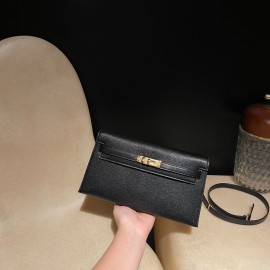 89/Black (Noir)  kellyelan-023 Full Handmade HERMES Kelly Elan Chevre    