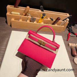 Hermes kelly20 chevre19cm I6 /Rose Extreme Gold Hardware  Full Handmade kellymini-031