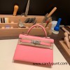 Hermes kelly20 chevre 19cm 1Q/Rose Confetti Silver Hardware Full Handmade kellymini-039