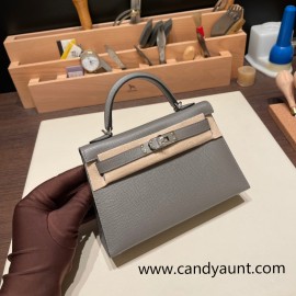 Hermes kelly20 epsom19cm 10/ Craie & 89 /Black (Noir)  Silver Hardware  Full Handmade kellymini-071