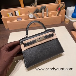 Hermes kelly20 epsom19cm U2 /Blue Zephyr Gold Hardware Full Handmade kellymini-077