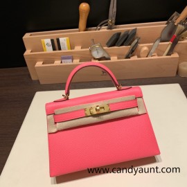 Hermes kelly20 epsom19cm Gold Hardware 9H/Soleil & 01 /White Gold Hardware Full Handmade kellymini-079