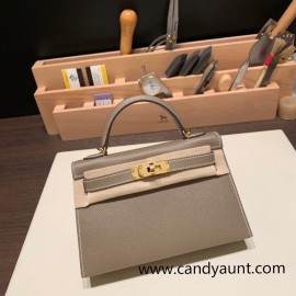 Hermes kelly20 epsom19cm 9H/Soleil & 01/White (Blanc) Gold Hardware Full Handmade kellymini-087