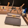 Hermes kelly20 epsom19cm Silver Hardware 18 /Étoupe Grey Silver Hardware Full Handmade kellymini-089