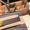 Hermes kelly20 epsom19cm Silver Hardware 18 /Étoupe Grey Silver Hardware Full Handmade kellymini-089