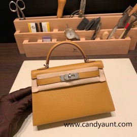 Hermes kelly20 epsom19cm 89/ Black (Noir) Silver Hardware  Full Handmade kellymini-093