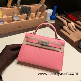 Hermes kelly20 epsom19cm 2S /Sesame Silver Hardware  Full Handmade kellymini-094
