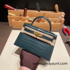 Hermes kelly20 epsom19cm Silver Hardware 1Q/Rose Confetti Silver Hardware Full Handmade kellymini-095