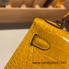 Hermes kelly20 Alligateor Crocodile 19cm J5 /Rose Scheherazade Gold Hardware Full Handmade kellymini-098