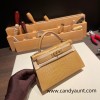 Hermes kelly20 Alligateor Crocodile 19cm 9D /Jaune Ambre Gold Hardware  Full Handmade kellymini-099