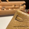 Hermes kelly20 Alligateor Crocodile 19cm 9D /Jaune Ambre Gold Hardware  Full Handmade kellymini-099