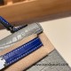 Hermes kelly20 Alligateor 80/ Pearl Grey& 7T /Blue Electric Silver Hardware Full Handmade kellymini-101