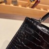 Hermes kelly20 Alligateor 80/ Pearl Grey& 7T /Blue Electric Silver Hardware Full Handmade kellymini-101