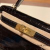 Hermes kelly20 Alligateor 89/ Black (Noir) Silver Hardware Full Handmade kellymini-102