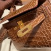 Hermes kelly20 Alligateor 89 /Black (Noir) Gold Hardware Full Handmade kellymini-103