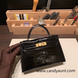 Hermes kelly20 Alligateor crocodile 24/Tabac Camel Gold Hardware Full Handmade kellymini-104