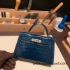 Hermes kelly20 Alligateor crocodile 89 /Black (Noir) Gold Hardware Full Handmade kellymini-105