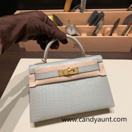 Hermes kelly20 Alligateor crocodile 89/ Black (Noir) Gold Hardware Full Handmade kellymini-107