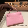 Hermes kelly20 Matte Mini Kelly Alligateor crocodile 80 /Pearl Grey Gold Hardware Full Handmade kellymini-108